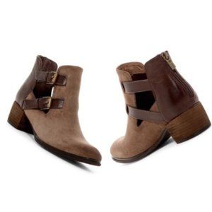 Isola Suede Darnell Shoes  & Genuine Leather Buckle Cutout Ankle Booties